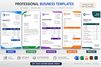 design professional editable invoice template letterhead in excel word PDF