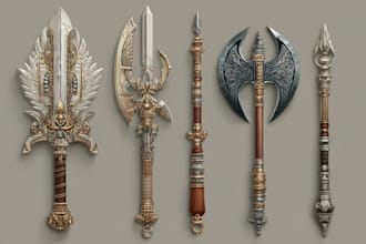 high quality weapon concept art for gaming and more