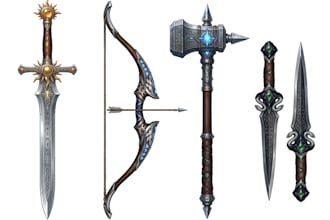 create weapon design and game illustration for you