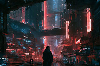 create detailed art of sci fi cyberpunk psychedelic artwork
