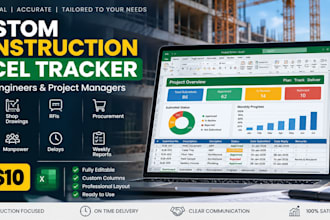 create professional construction excel trackers and dashboards