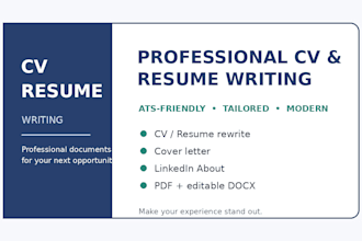 write a professional CV resume or biodata for you