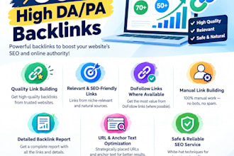 provide 50 plus quality backlinks with high da pa for SEO
