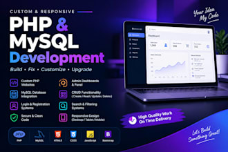 develop a custom PHP website with mysql database
