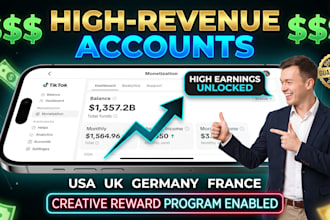 create UK, USA, france tiktok account and help tom monitize