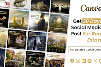 create monthly canva real estate social media post designs