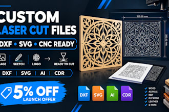 create custom laser cut dxf vector files for cnc laser cutting and router