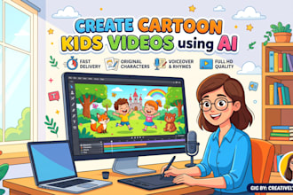 create a cartoon kids video for using ai