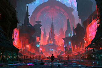 create detailed art of sci fi cyberpunk psychedelic artwork