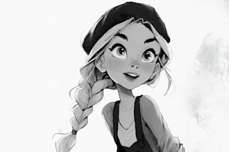 draw simple black and white illustration