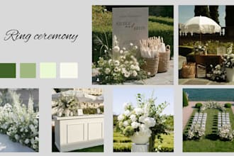 create luxury wedding concept design and moodboards