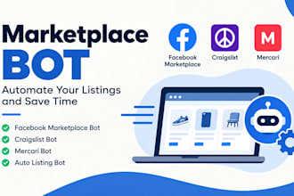build facebook marketplace bot, auto listing bot, craigslist bot, mercari bot