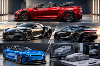 create 3d vehicle design, photorealistic automotive car design for 3d printing