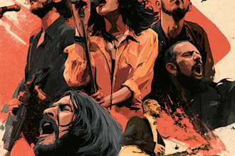 make an illustrated design for a music band or movie poster