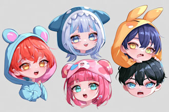 paint chibi anime character in cute style