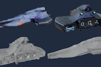 create hard surface low poly, high poly and game ready 3d models