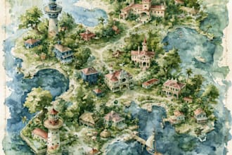 create custom hand drawn map in watercolor style