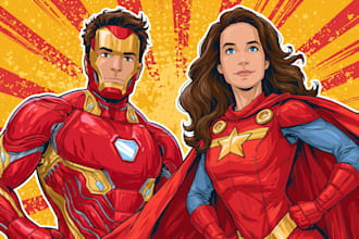 make superhero couple portrait