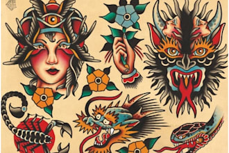design a custom american traditional tattoo flash for you