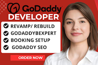 customize redesign godaddy website  online store and booking setup