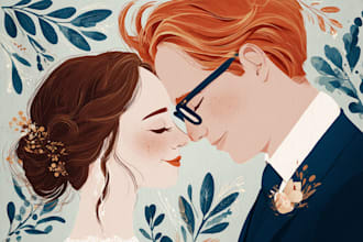 couple portrait wedding portrait illustration