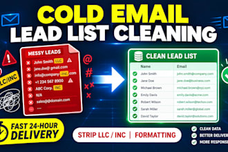 clean format and standardize cold email lead lists and csv files