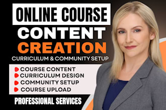 create online course content, curriculum, video course and course development