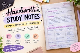creates neat handwritten study notes and exam notes