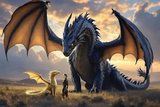 design an epic dragon fantasy book cover