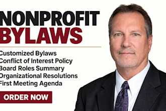 prepare nonprofit bylaws, conflict of interest policy and board document