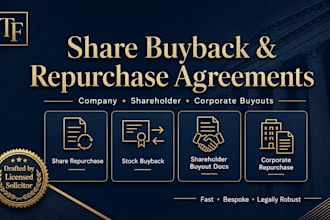 prepare a custom company stock buyback agreement as a UK solicitor
