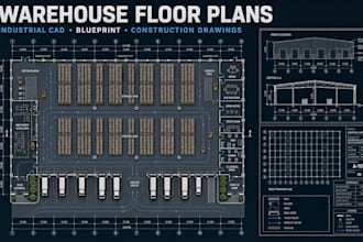 design warehouse floor plans industrial blueprint cad drafting construction set