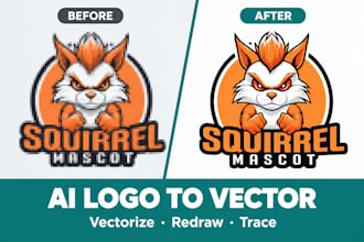 convert your midjourney or chatgpt logo or 2d images into a clean vector file