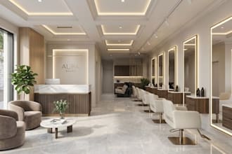 create realistic 3d spa, beauty salon, wellness center and hair salon design