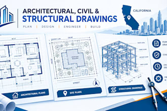 do architectural, civil and structural engineering drawing for california permit