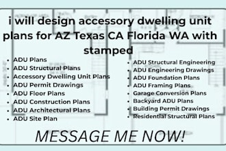 design accessory dwelling adu unit plans for az texas ca florida wa with stamped