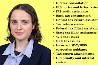 tax lawyer in US for irs consulation, irs notice, w2, 1099, tax filing, back tax