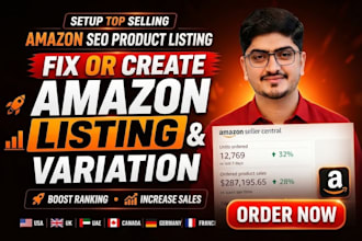 create amazon fba product listing and variation or fix amazon listing