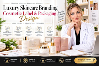 luxury skincare branding, cosmetic label and packaging design
