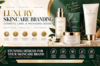 luxury skincare branding, cosmetic label and packaging design