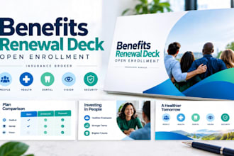 employee benefits renewal presentation, insurance broker deck for open enrollmen