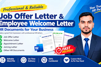 create professional job offer and employee welcome letter