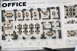 design office floor plans, workspace layouts with commercial cad plans