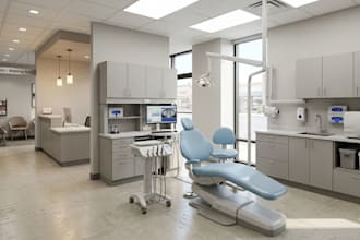 create realistic 3d dental clinic, medical clinic and healthcare interior design