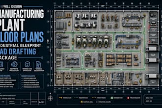 design manufacturing plant floor plans industrial blueprint cad drafting package