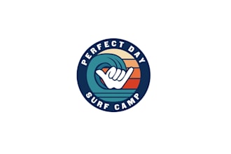 design hipster hang loose surf camps logo