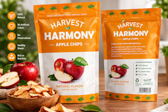 design creative food packaging, pouch, box and label for your brand