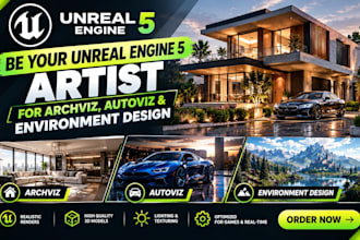 be your unreal engine 5 artist for archviz, autoviz and environment design