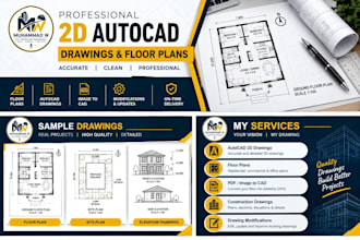 create professional 2d autocad drawings and floor plans