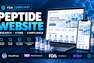 build fda compliant peptide website research peptide store woocommerce coa pages
